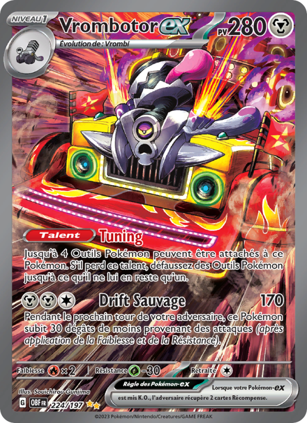 Vrombotor-ex 224 — Flammes Obsidiennes (French Pokémon TCG card)