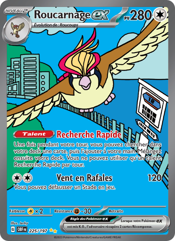 Roucarnage-ex 225 — Flammes Obsidiennes (French Pokémon TCG card)