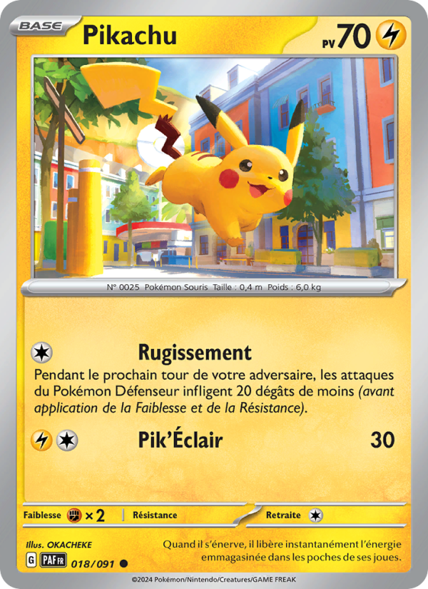 Pikachu 018 — Destinées de Paldea (French Pokémon TCG card)