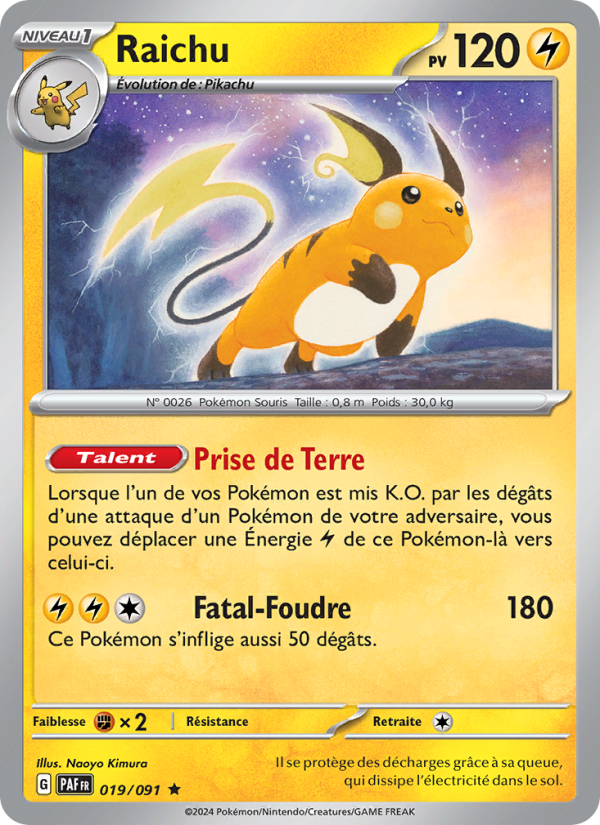 Raichu 019 — Destinées de Paldea (French Pokémon TCG card)