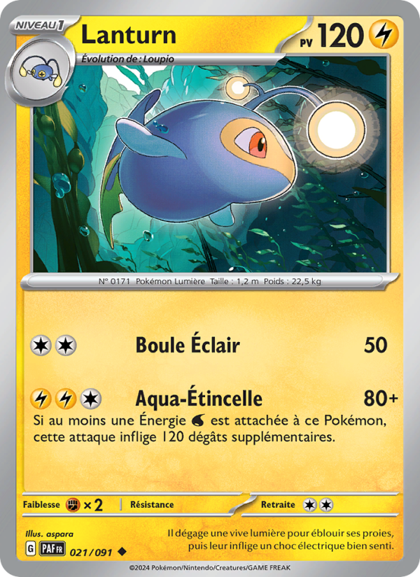 Lanturn 021 — Destinées de Paldea (French Pokémon TCG card)