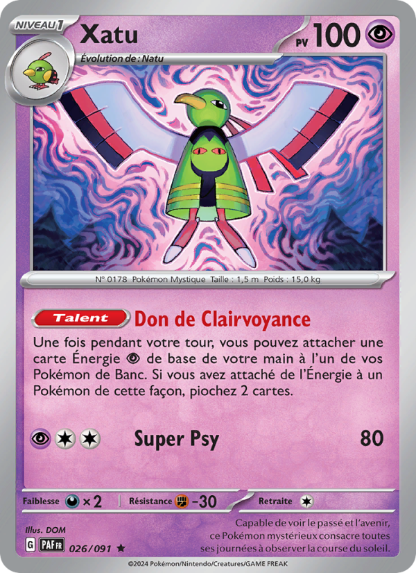 Xatu 026 — Destinées de Paldea (French Pokémon TCG card)