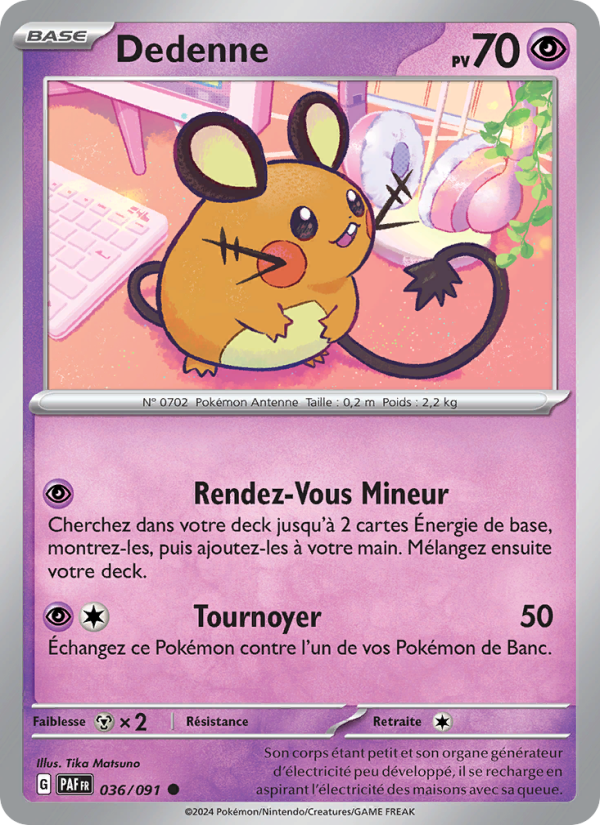 Dedenne 036 — Destinées de Paldea (French Pokémon TCG card)