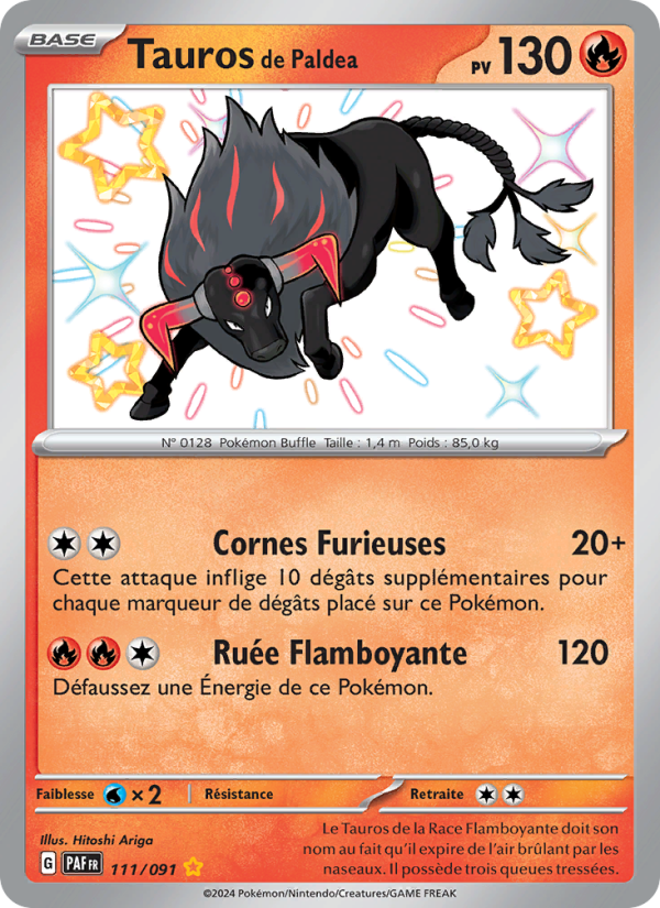 Tauros de Paldea 111 — Destinées de Paldea (French Pokémon TCG card)