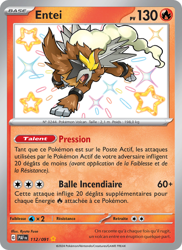Entei 112 — Destinées de Paldea (French Pokémon TCG card)