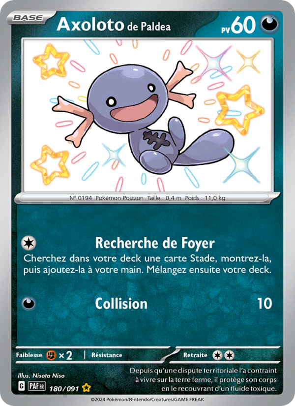 Axoloto de Paldea 180 — Destinées de Paldea (French Pokémon TCG card)
