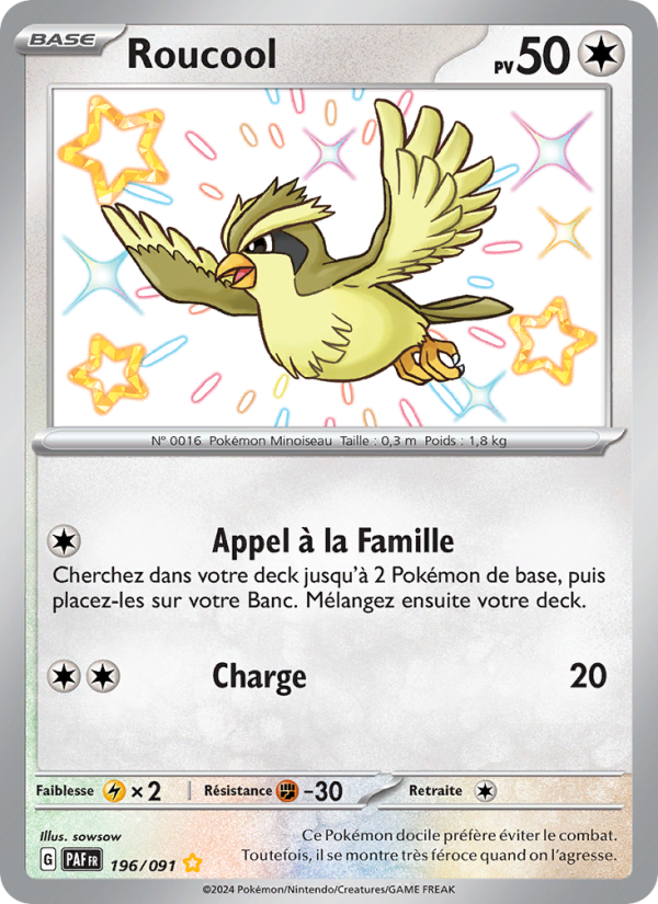 Roucool 196 — Destinées de Paldea (French Pokémon TCG card)
