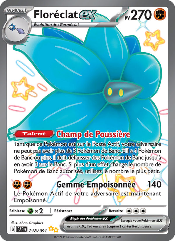 Floréclat-ex 218 — Destinées de Paldea (French Pokémon TCG card)