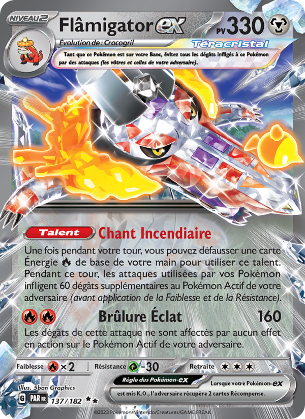 Flâmigator-ex 137 — Faille Paradoxe (French Pokémon TCG card)