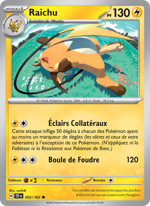 Raichu 052 — Forces Temporelles (French Pokémon TCG card)