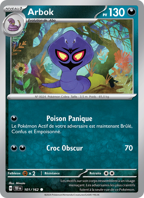 Arbok 101 — Forces Temporelles (French Pokémon TCG card)