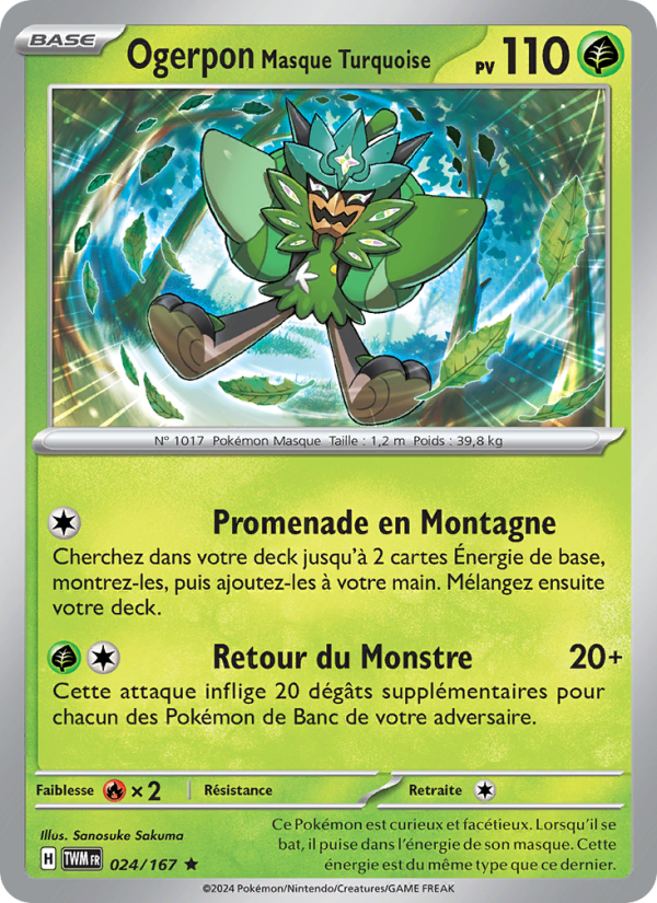 Ogerpon Masque Turquoise 024 — Mascarade Crépusculaire (French Pokémon TCG card)