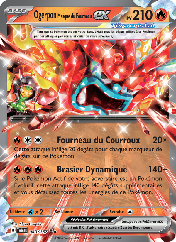 Ogerpon Masque du Fourneau-ex 040 — Mascarade Crépusculaire (French Pokémon TCG card)