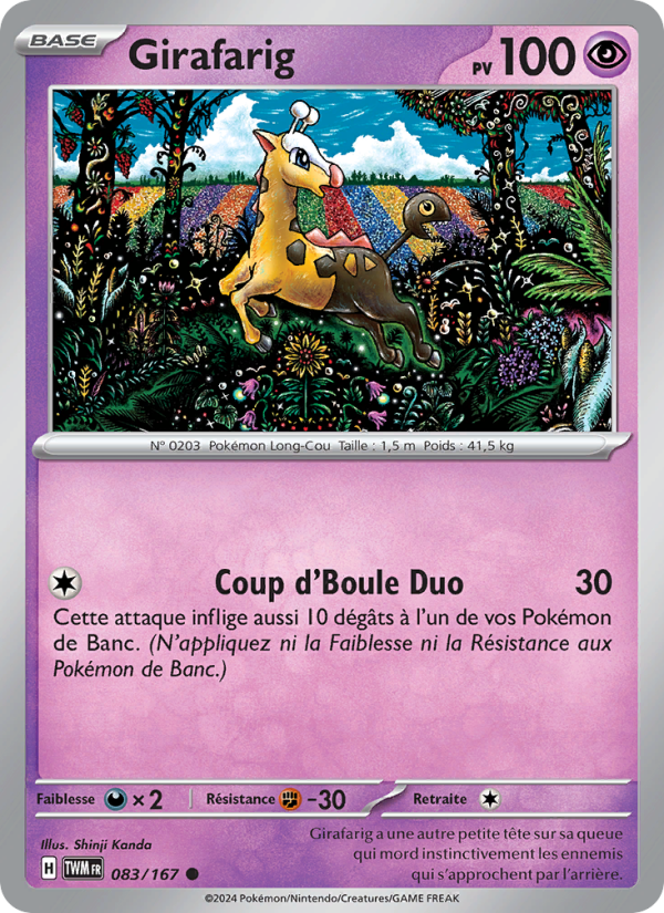 Girafarig 083 — Mascarade Crépusculaire (French Pokémon TCG card)