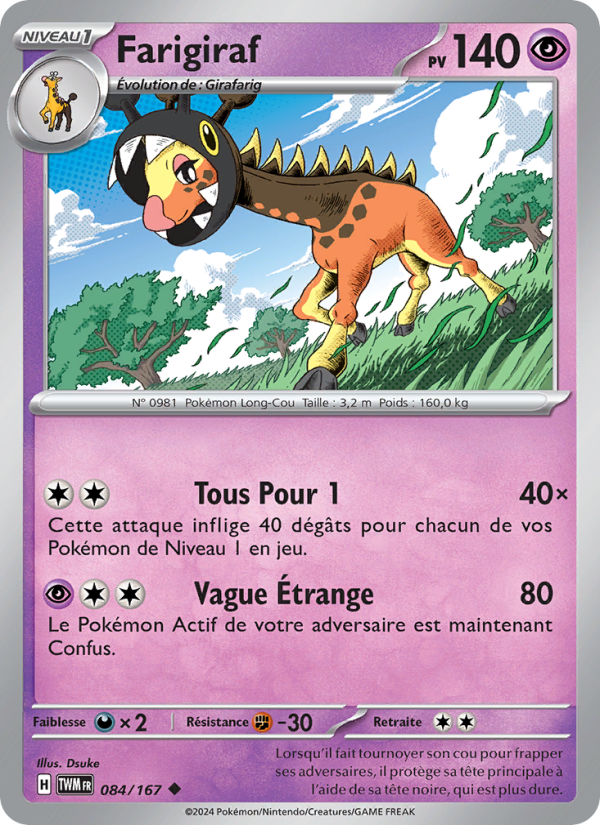 Farigiraf 084 — Mascarade Crépusculaire (French Pokémon TCG card)