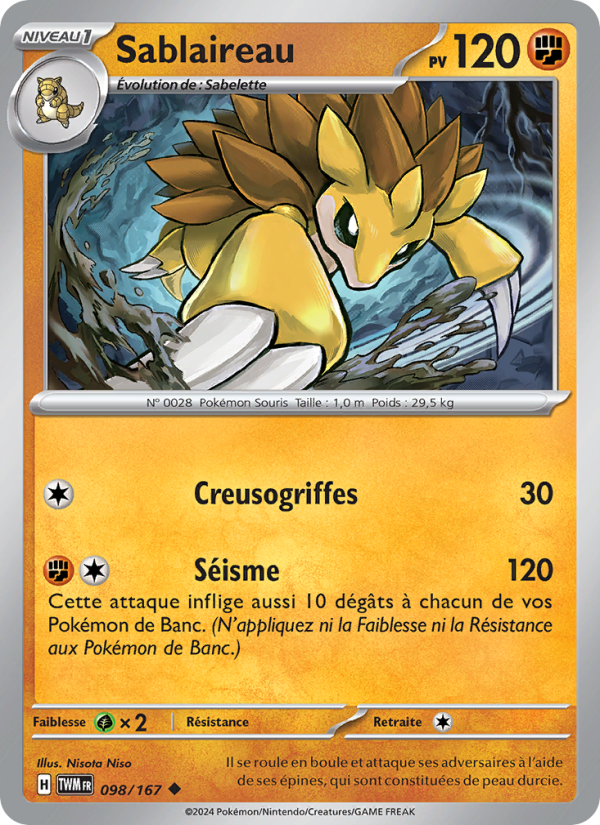Sablaireau 098 — Mascarade Crépusculaire (French Pokémon TCG card)