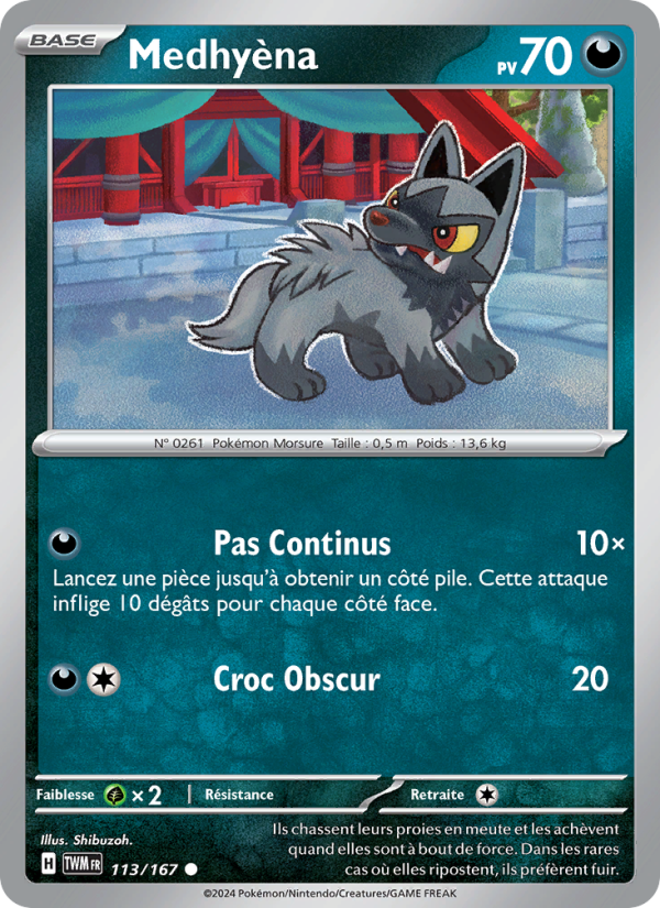 Medhyèna 113 — Mascarade Crépusculaire (French Pokémon TCG card)