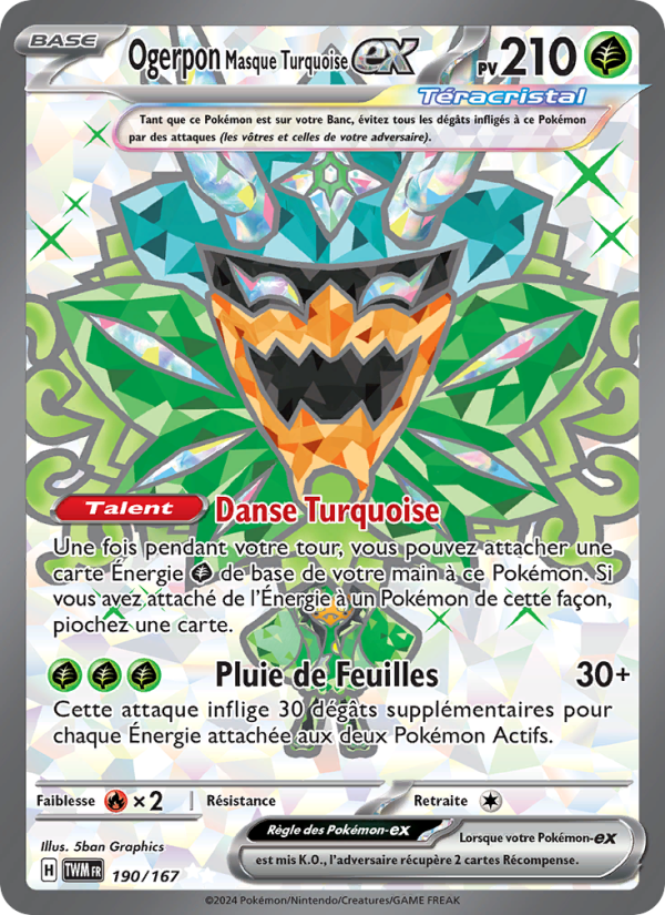Ogerpon Masque Turquoise-ex 190 — Mascarade Crépusculaire (French Pokémon TCG card)