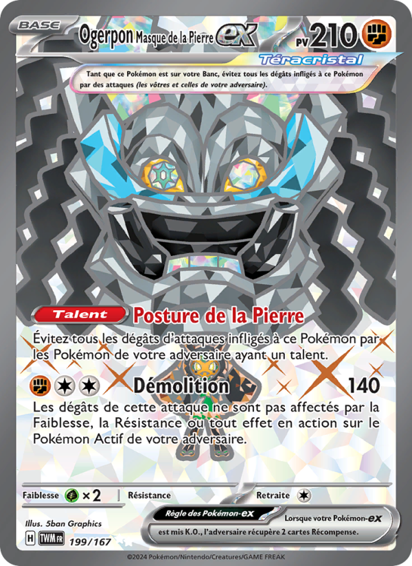 Ogerpon Masque de la Pierre-ex 199 — Mascarade Crépusculaire (French Pokémon TCG card)