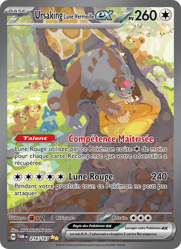 Ursaking Lune Vermeille-ex 216 — Mascarade Crépusculaire (French Pokémon TCG card)