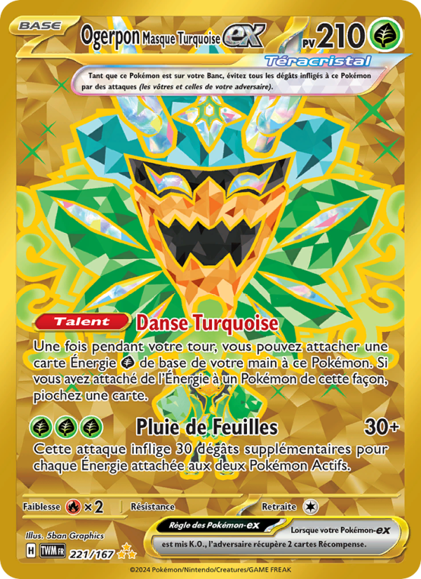 Ogerpon Masque Turquoise-ex 221 — Mascarade Crépusculaire (French Pokémon TCG card)