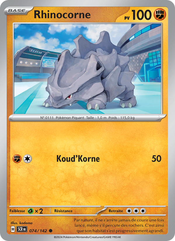 Rhinocorne 074 — Couronne Stellaire (French Pokémon TCG card)