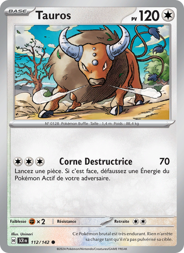 Tauros 112 — Couronne Stellaire (French Pokémon TCG card)