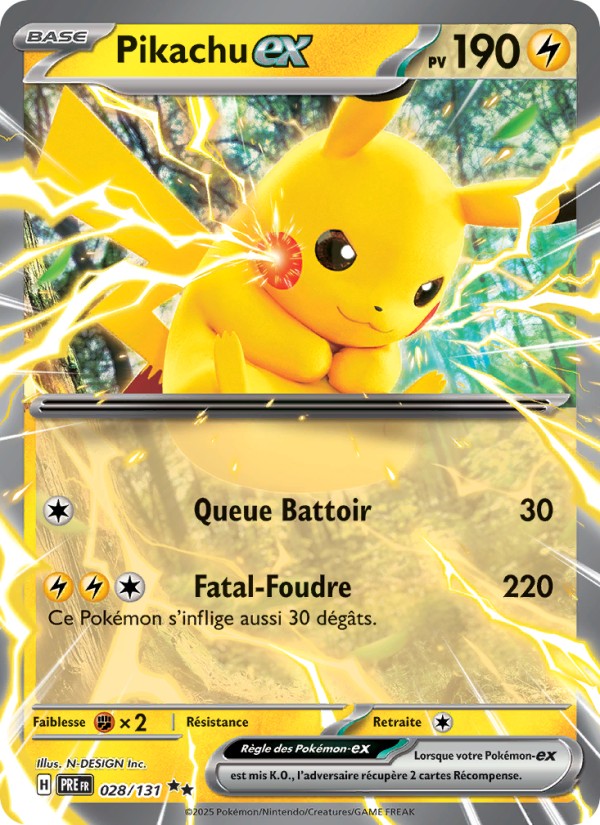 Pikachu-ex 028 — Évolutions Prismatiques (French Pokémon TCG card)