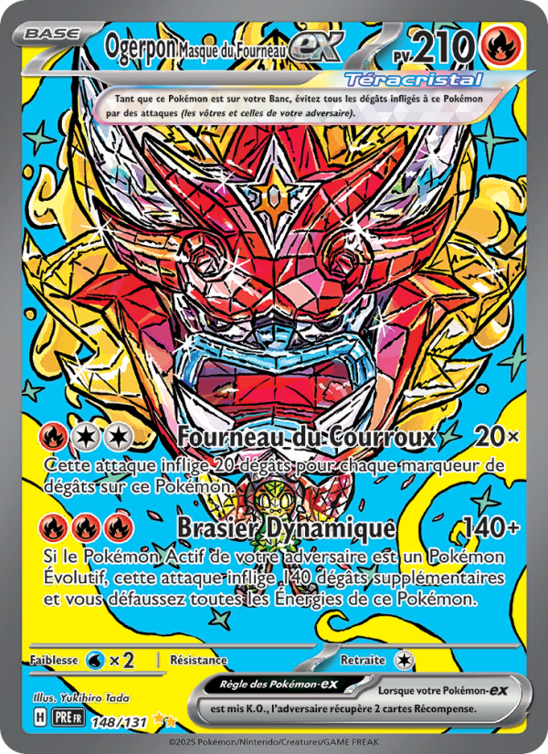 Ogerpon Masque du Fourneau-ex 148 — Évolutions Prismatiques (French Pokémon TCG card)
