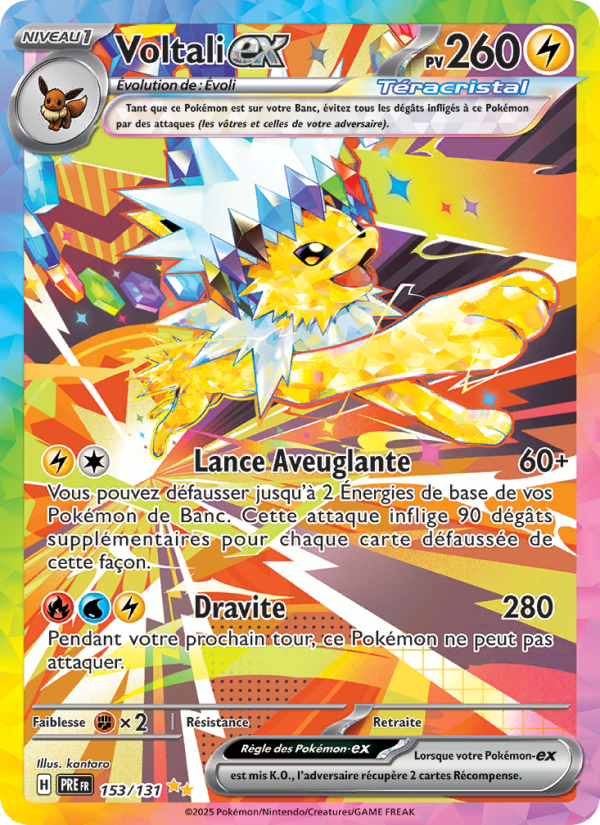 Voltali-ex 153 — Évolutions Prismatiques (French Pokémon TCG card)