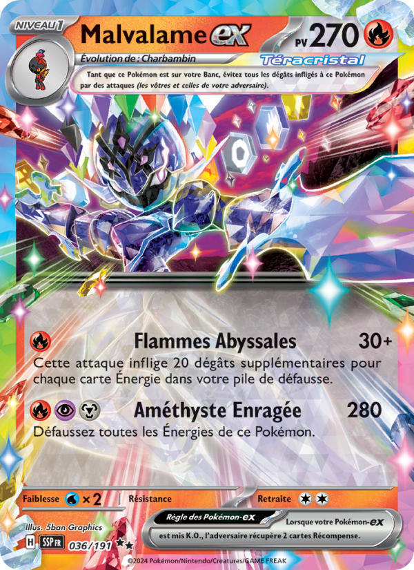 Malvalame-ex 036 — Étincelles Déferlantes (French Pokémon TCG card)