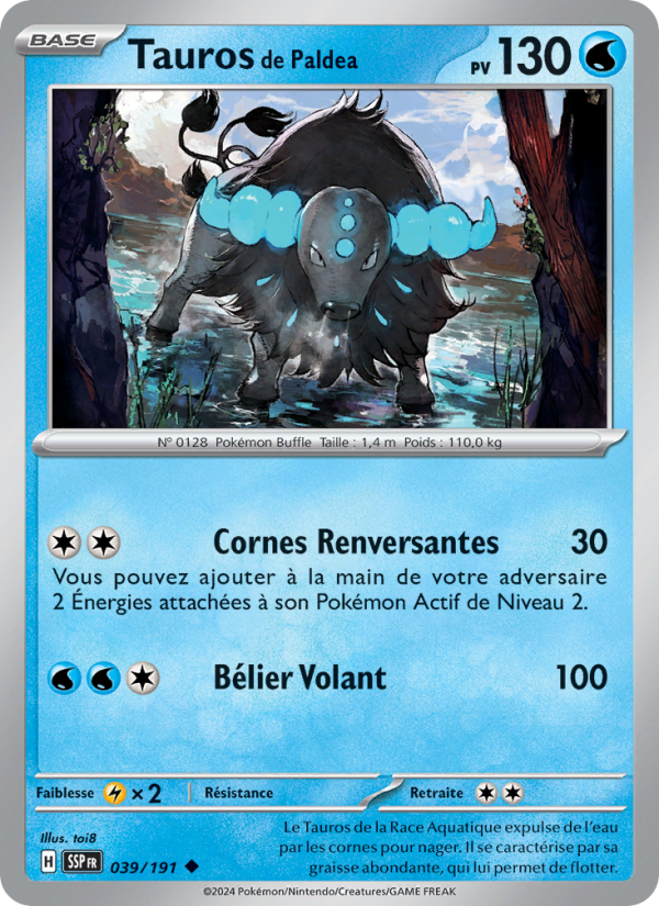Tauros de Paldea 039 — Étincelles Déferlantes (French Pokémon TCG card)