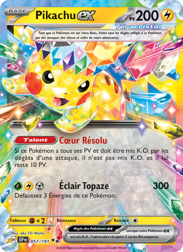 Pikachu-ex 057 — Étincelles Déferlantes (French Pokémon TCG card)