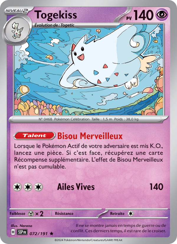 Togekiss 072 — Étincelles Déferlantes (French Pokémon TCG card)