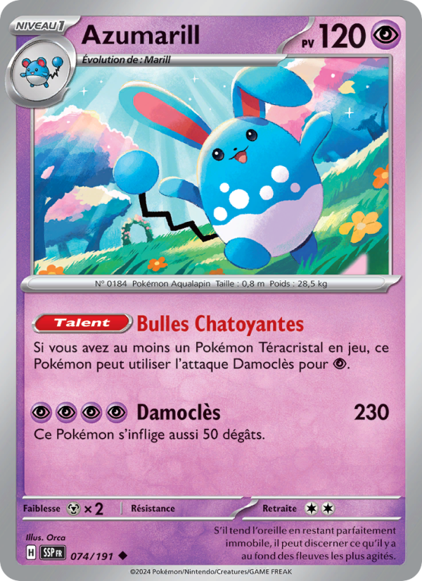 Azumarill 074 — Étincelles Déferlantes (French Pokémon TCG card)