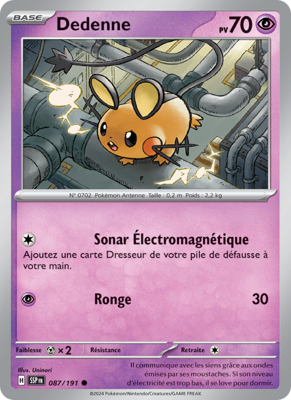 Dedenne 087 — Étincelles Déferlantes (French Pokémon TCG card)