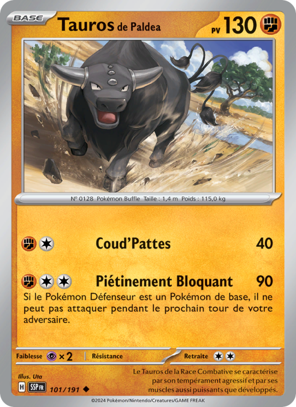 Tauros de Paldea 101 — Étincelles Déferlantes (French Pokémon TCG card)