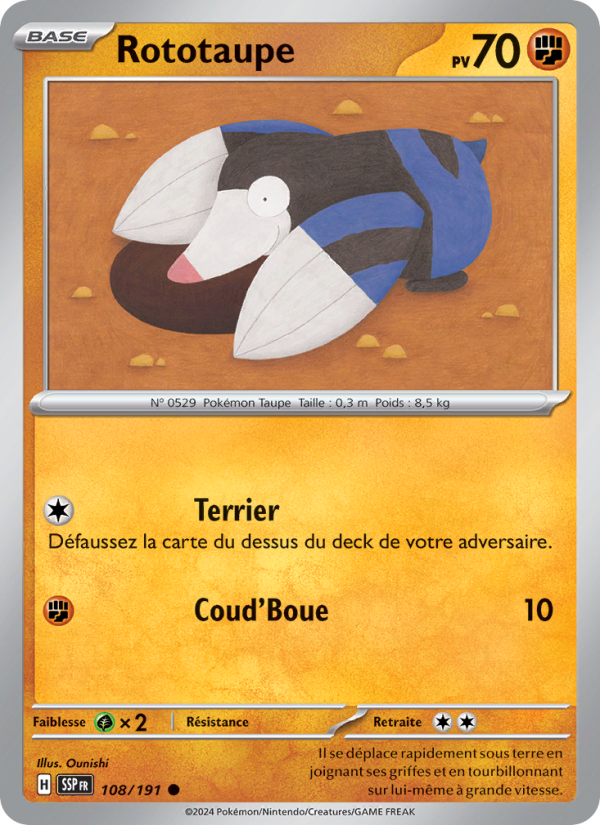 Rototaupe 108 — Étincelles Déferlantes (French Pokémon TCG card)