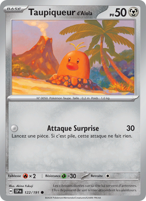 Taupiqueur d'Alola 122 — Étincelles Déferlantes (French Pokémon TCG card)