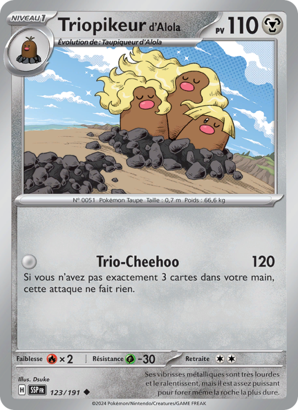 Triopikeur d'Alola 123 — Étincelles Déferlantes (French Pokémon TCG card)