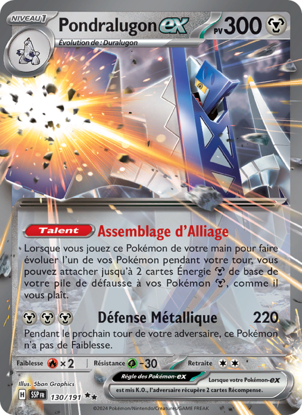 Pondralugon-ex 130 — Étincelles Déferlantes (French Pokémon TCG card)