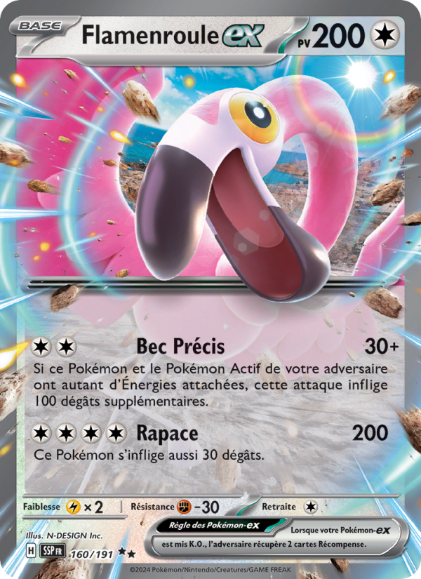 Flamenroule-ex 160 — Étincelles Déferlantes (French Pokémon TCG card)