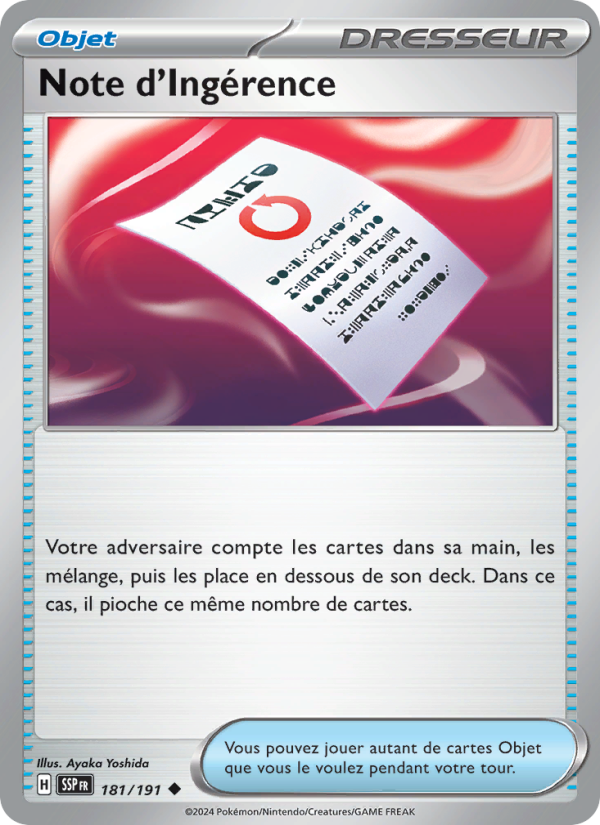 Note d'Ingérence 181 — Étincelles Déferlantes (French Pokémon TCG card)