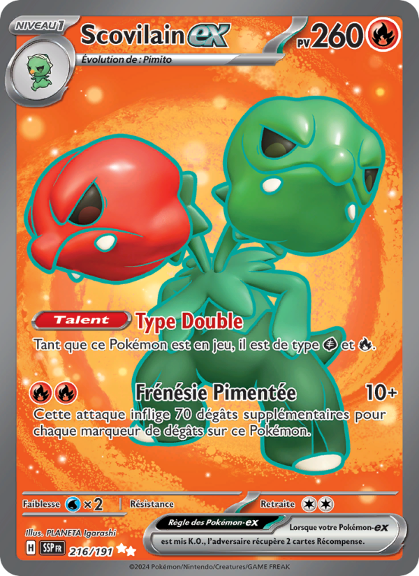 Scovilain-ex 216 — Étincelles Déferlantes (French Pokémon TCG card)