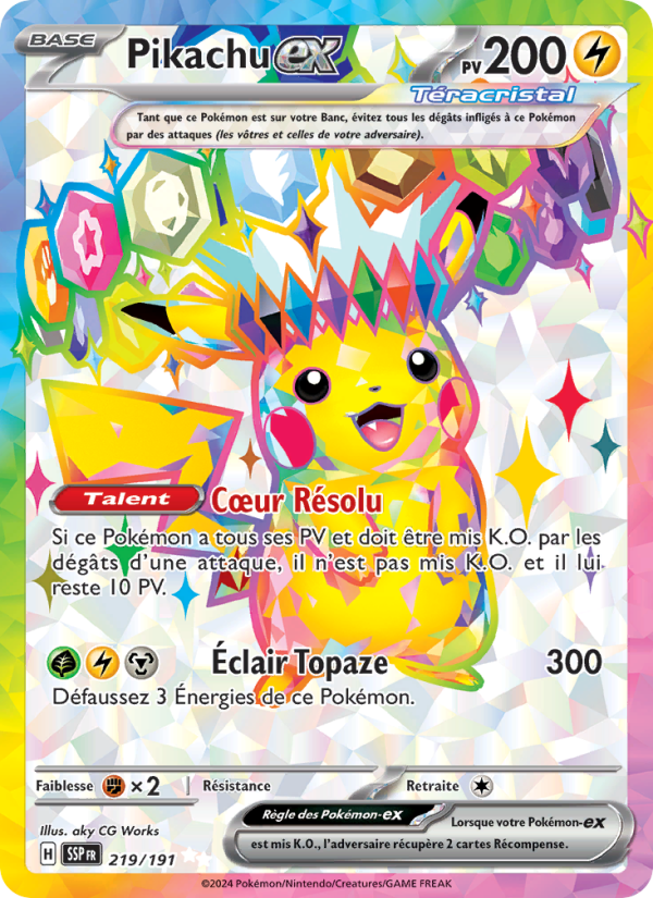 Pikachu-ex 219 — Étincelles Déferlantes (French Pokémon TCG card)