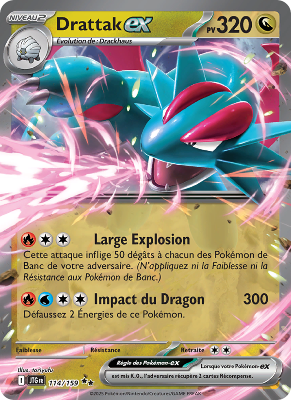 Drattak-ex 114 — Aventures Ensemble (French Pokémon TCG card)