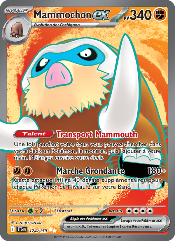 Mammochon-ex 174 — Aventures Ensemble (French Pokémon TCG card)