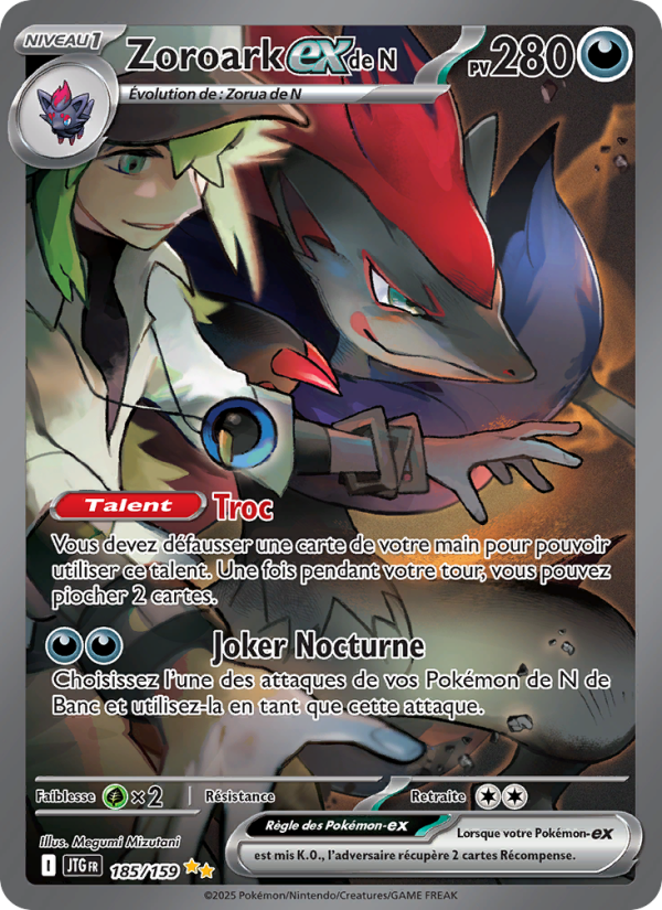 Zoroark-ex de N 185 — Aventures Ensemble (French Pokémon TCG card)