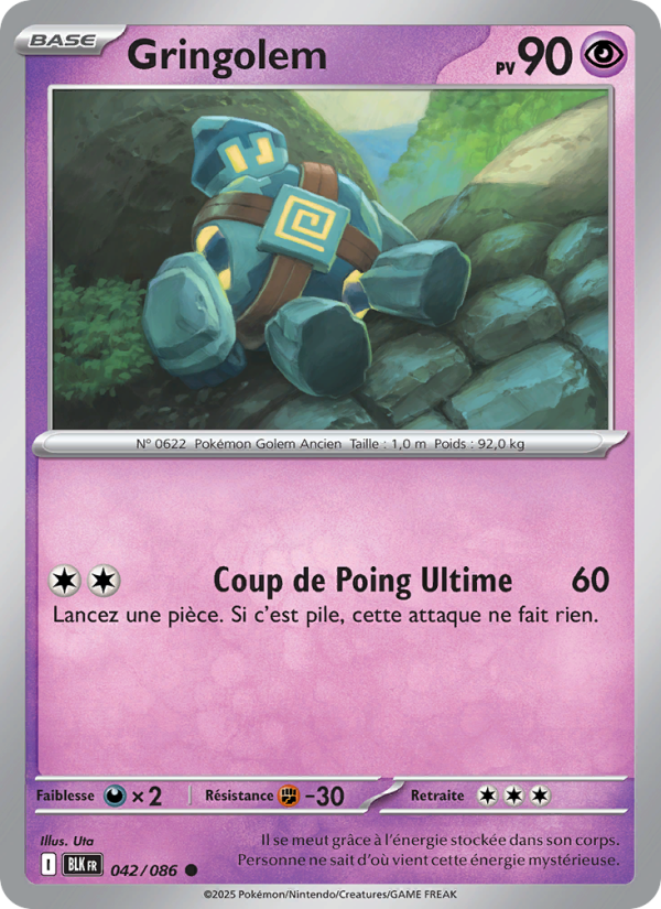 Gringolem 042 — Foudre Noire (French Pokémon TCG card)