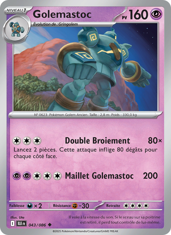 Golemastoc 043 — Foudre Noire (French Pokémon TCG card)